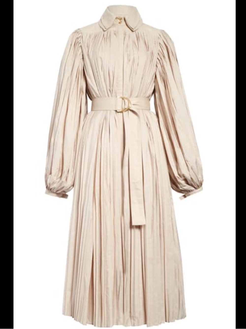 Aje Prima Pleated Long Sleeve Midi Dress in Light Beige